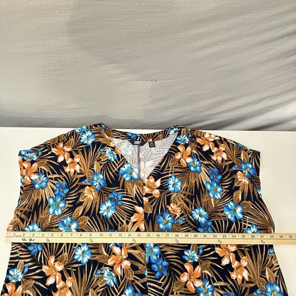 Lands End Womens 2X Hawaiian Midi Dress A-line Floral Short Sleeve Soft Pockets - Picture 10 of 11